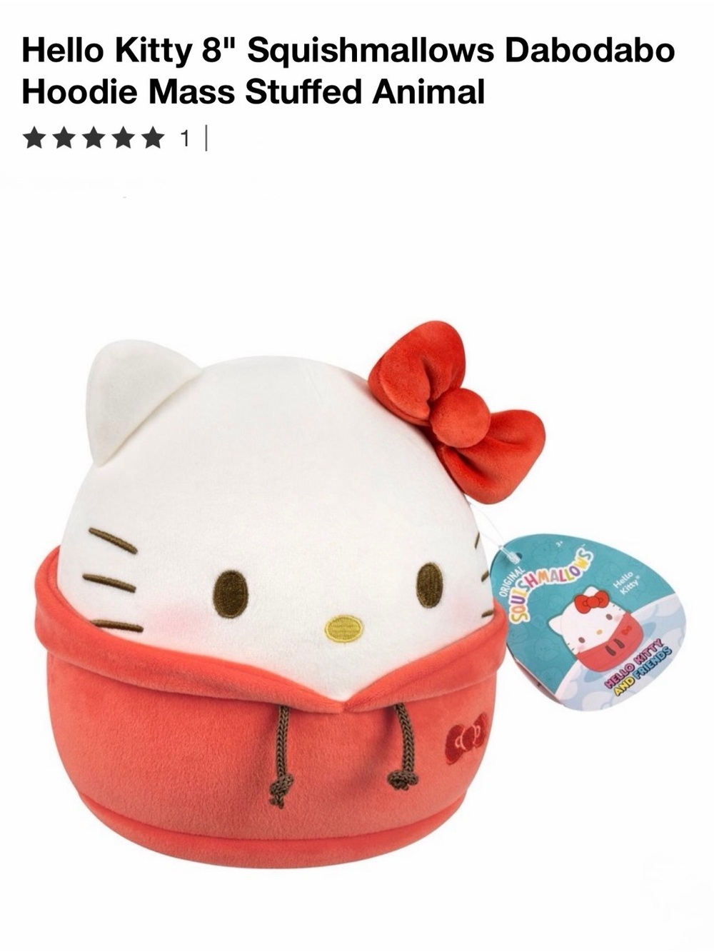 *new* Hello Kitty 8" Squishmallows Dabodabo Hoodie Mass Stuffed Animal